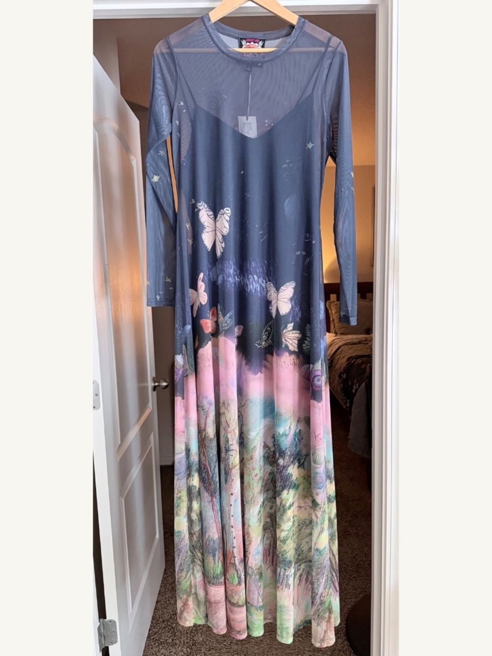 Johnny Was Aurelius Mesh Long Sleeve Maxi Dress M NWT $225 - Picture 2 of 9